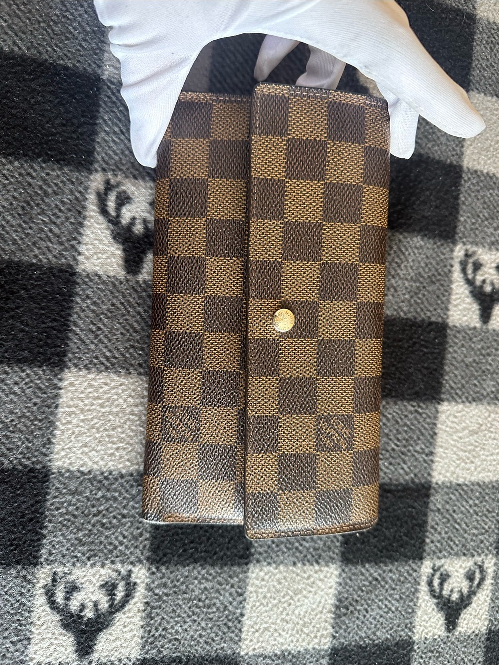 Authentic LV Classic Checker Wallet in Brown